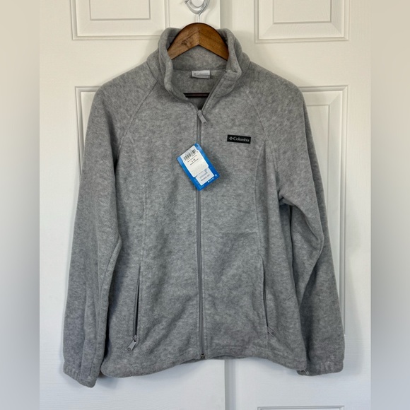 Columbia Benton Springs Light Grey Heather Fleece Full Zip Jacket Women's Large‎ - Picture 1 of 8